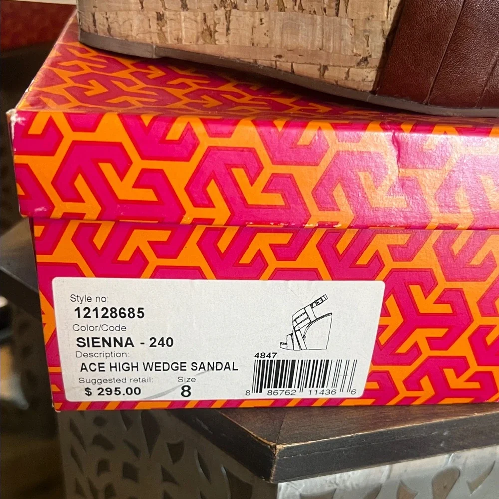 🛑 1 hour sale. Tory Burch, size 8, Sienna Chocolate Brown Cork Wedges, EUC - Picture 5 of 14